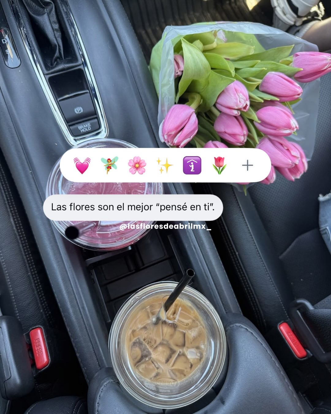 Ramo de tulipanes rosas de una publicación de Instagram de Las Flores de Abril